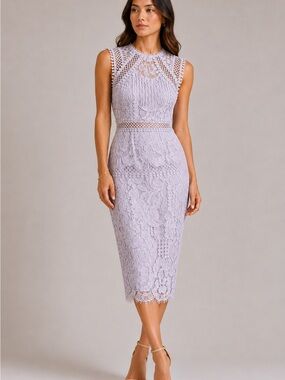 Dex Sleeveless Lace Midi Dress in Lavender